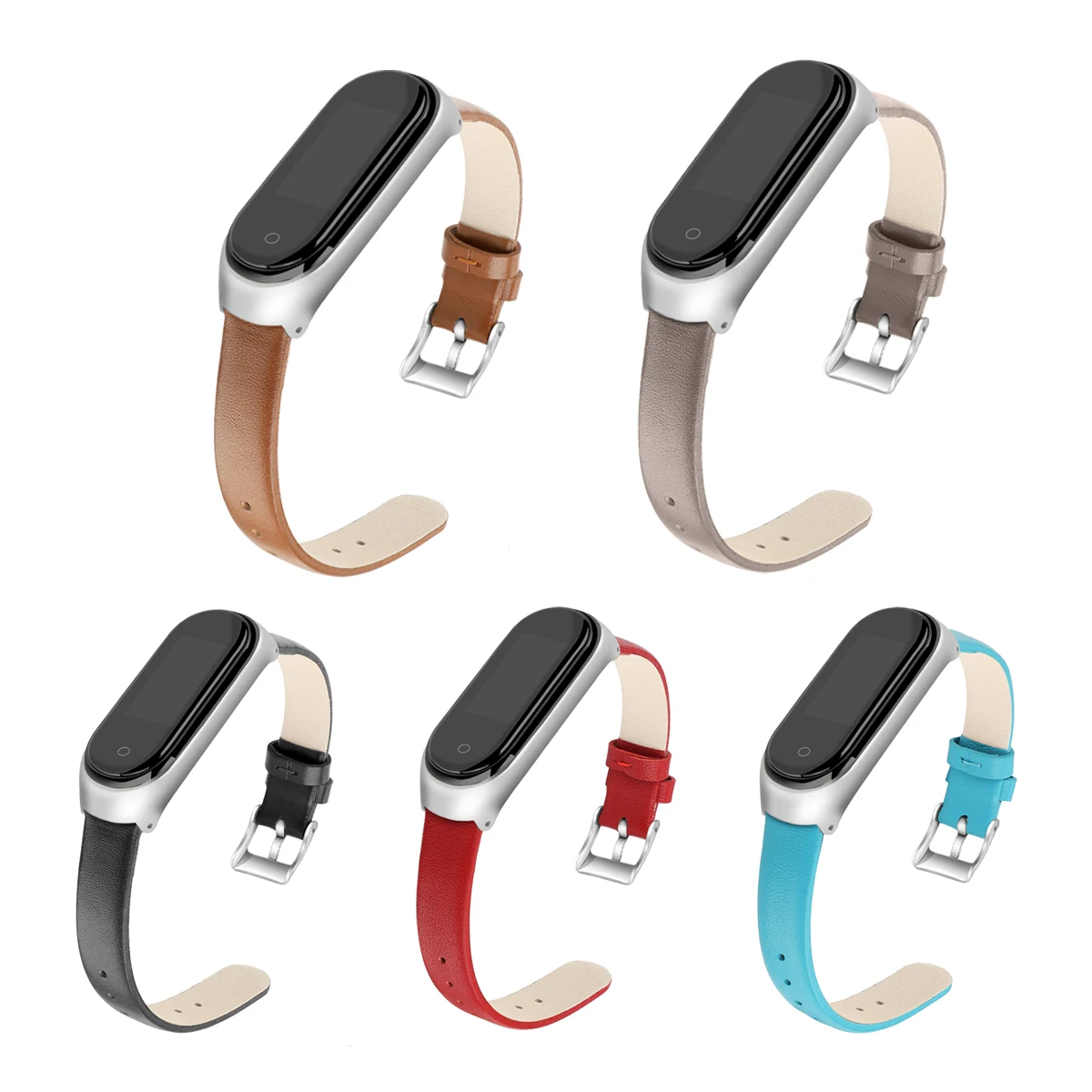 Кожаный ремешок с металлической рамкой для Xiaomi Mi Band 4/Band 3 наручных часов браслет