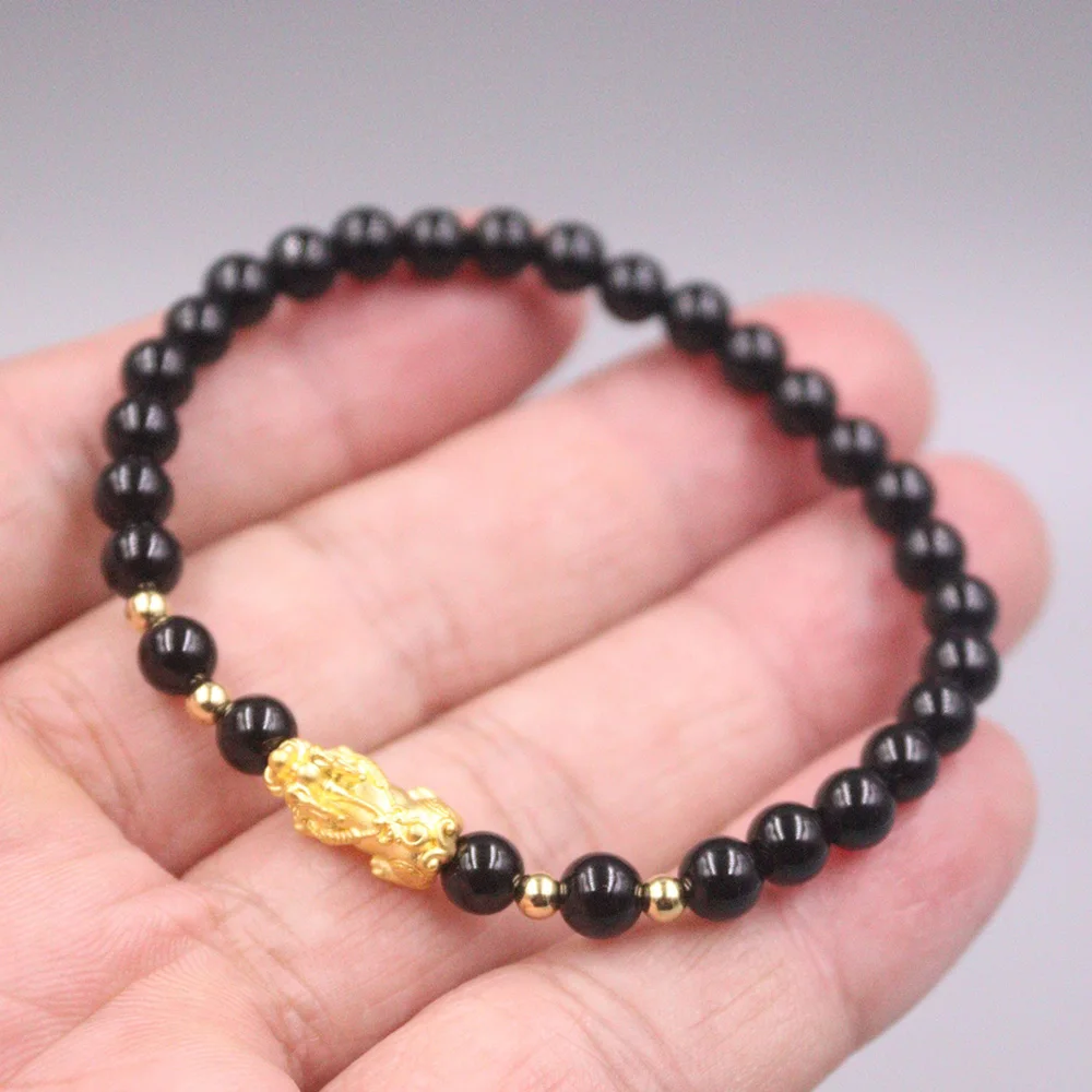 999 murni asli gelang emas kuning 24K Pria Wanita Dragon Son Lucky