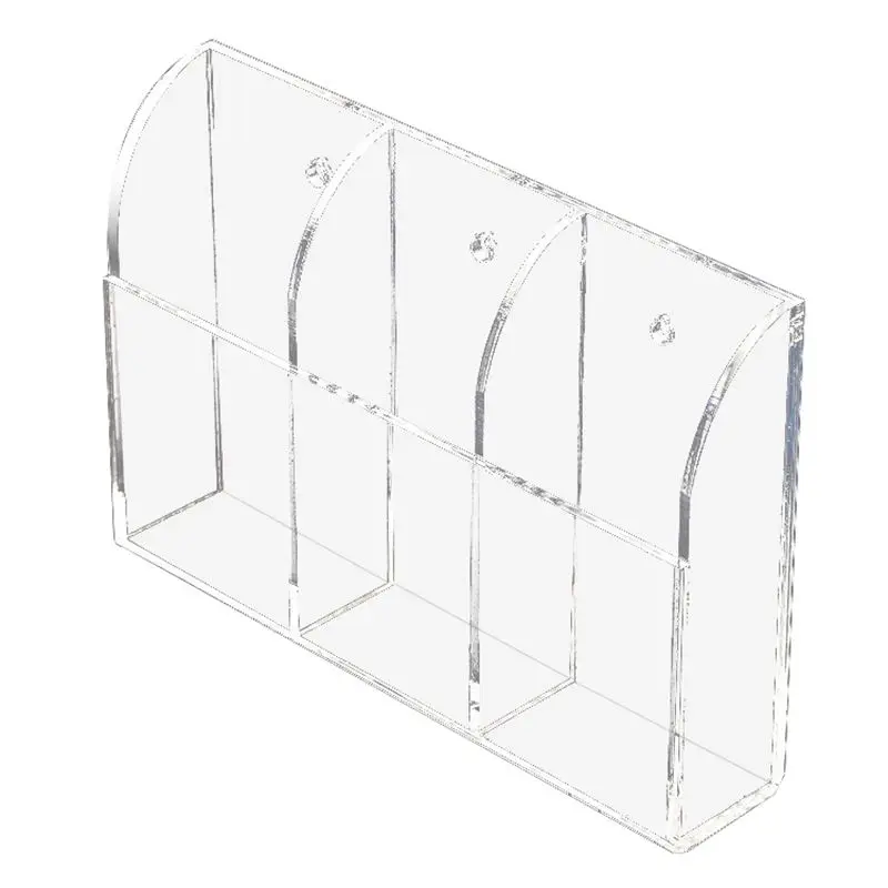 

Clear Acrylic Remote Control Holder Wall Mount Media Organizer Storage Box (Three Compartments)