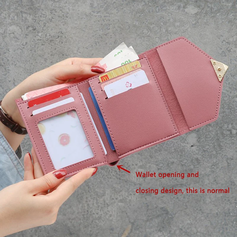 Женские короткие кошельки из искусственной кожи модный однотонный кошелек на