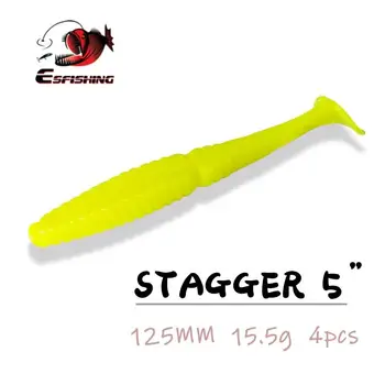 

ESFISHING Fishing Lures Stagger Shad 125mm 4pcs Artificial Bait Leurre Souple Iscas Tackle Carp Fishing WobblersKESFISHING