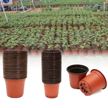 

50Pcs/lot Plastic Nursery Pot Flowerpot desktop potted Plant Seedlings Planter Pots Home Tool Contain