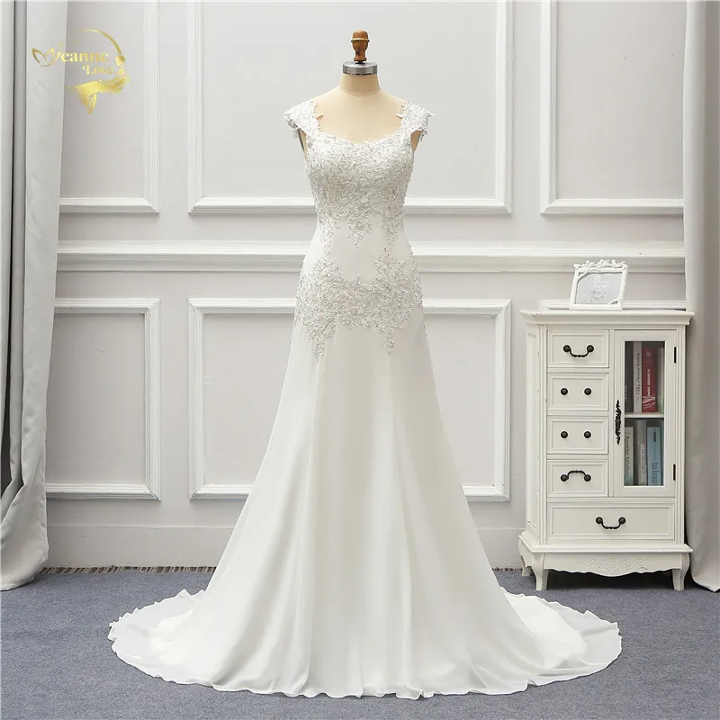 Jeanne Love шифоновое свадебное платье 2019 Бисер Аппликация Кружева Robe De Mariage JLOV75997 Vestido De Noiva Brida платья свадебное платье