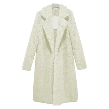 

2020 new large size long warm plush coat faux wool fur white plush coat