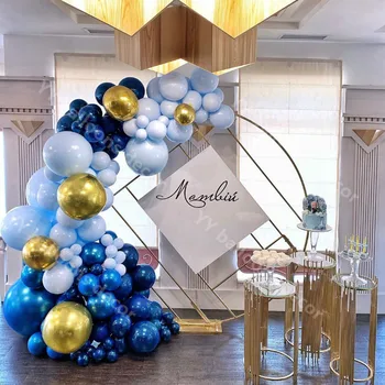

110Pcs Adult Birthday Anniversary Balloons Decoration Garland Arch Kit Macaron Blue Round Gold Foil Balloon Baby Shower Globos