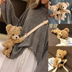 Bolso de hombro con diseño de oso sonriente para niñas, muñeco de peluche suave, bolso Lolita, HS1, 2022