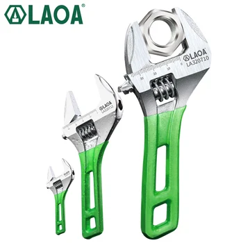 

LAOA Monkey Wrench Short Handle Adjustable Spanner HCS material Laser Scale Rubber Wrapped Monkey Spanner