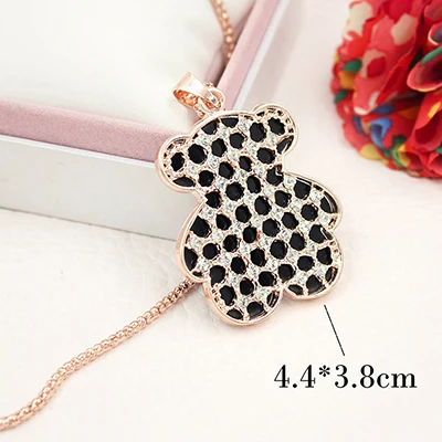 rose gold Модное ожерелье с медведем, золотое ожерелье с подвеской в виде покемона, четки, медвежонок, Кристальные женские свитера, длинное ожерелье, ювелирные изделия для женщин - Окраска металла: rose gold