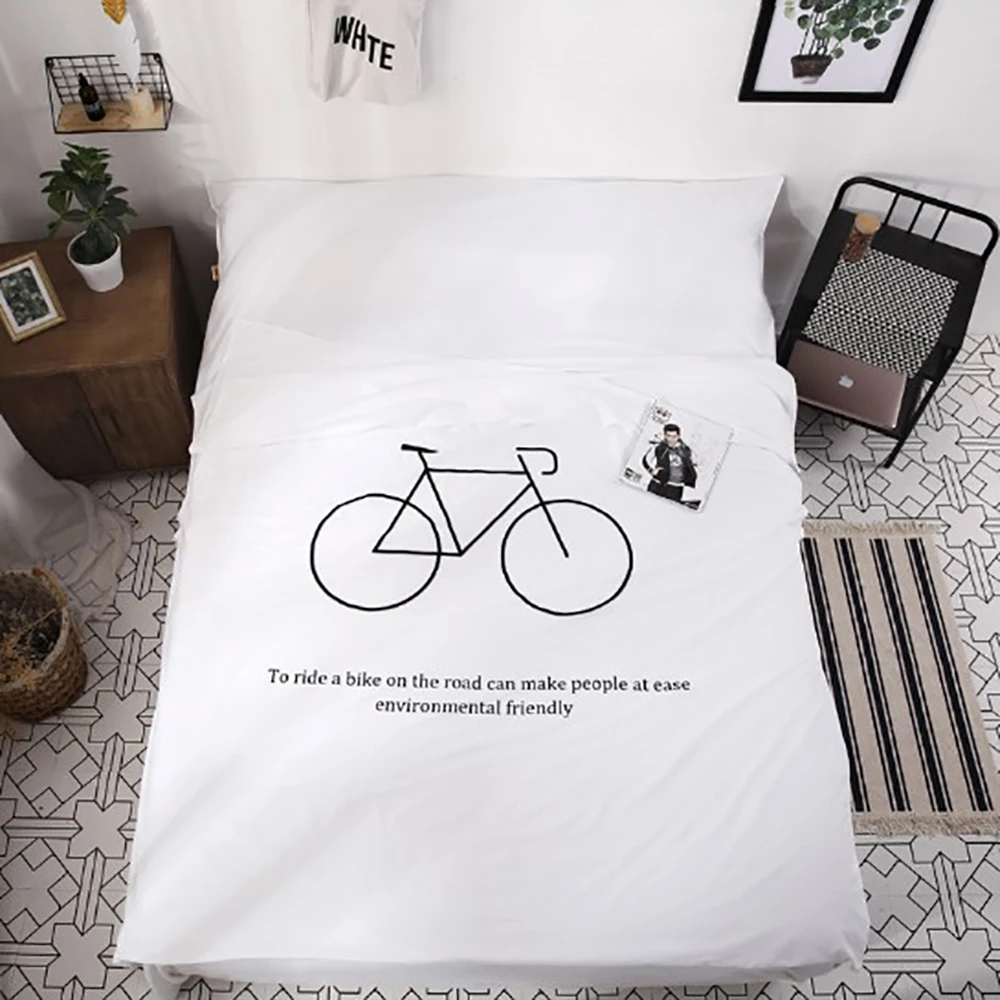Bicycle Printed Tourism Sleeping Bag Cotton Adult Sleeping-Bag Envelope Style Portable Bags For Camping | Спорт и развлечения