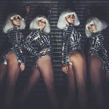 Зеркальный костюм диджей Ds танцор серебряное зеркало одежда Сценическое боди Ночной клуб фестиваль наряд женский комбинезон DN4553