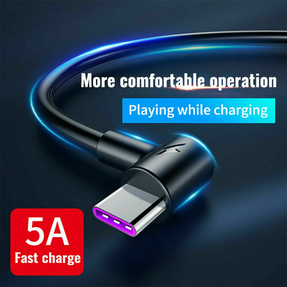 5А type C 90 градусов кабель супер быстрая зарядка игровой USB быстрая зарядка type-C кабель для samsung Xiaomi huawei mate 20 P20