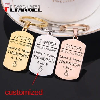

FLYANGEL Keyring Customized Name And Date Wedding Key Chain Engraved Finger Ring Gifts Box Car Key Tag Lover Couples Gifts