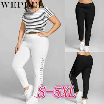 

WEPBEL Women Stretch Pencil Pants Spring Autumn Casual Lace Up Side Bandage Skinny Trousers Female High Waist Sweatpants Pants