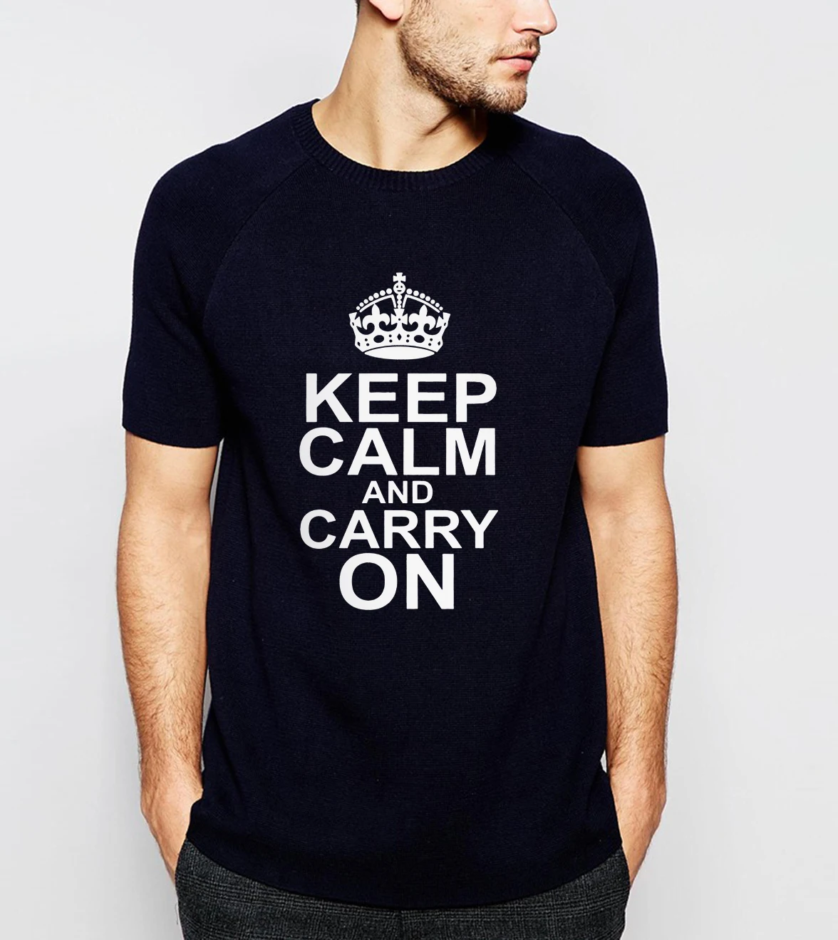 T Shirt Keep Calm And Carry On Tshirt Letters Printed Men Shirts Summer Black White Cotton Tee T-Shirt Mens Tops Tees Tshirts | Мужская