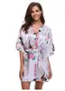 Robe de soirée Kimono en soie de marque violet, imprimé Floral, Style chinois, chemise de nuit en Satin, S M, L, XL, XXL et XXXL ► Photo 2/6