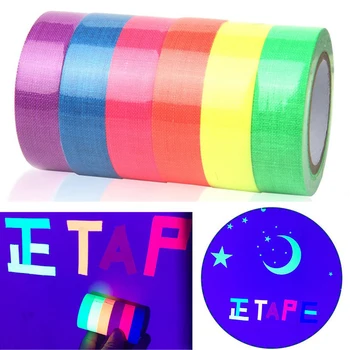 

6rolls/set Fluorescent UV Cotton Tape Matt High-gloss Luminous Purple Light Neon Cloth Adhesive Tape Film Stage Magic Props