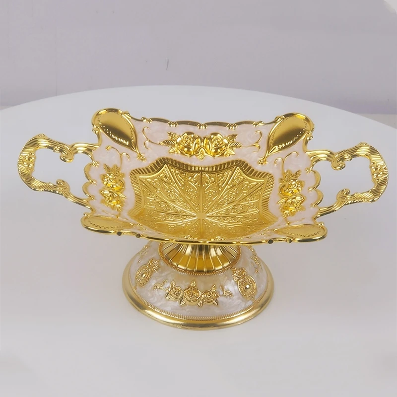 Gold Plated Metal Snack Tray Zinc Alloy 