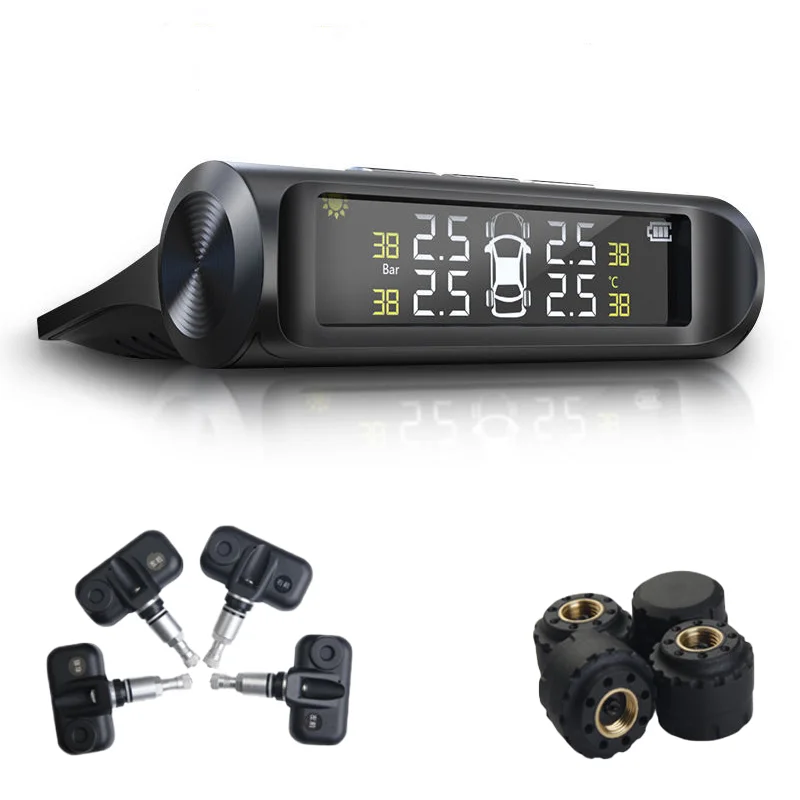 

Car Solar Power TPMS Tire Pressure Monitoring System Auto Universal Wireless Tyre Detector With Digital LCD Display