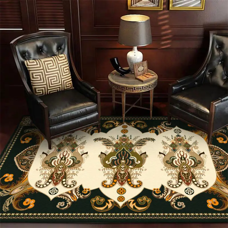 Ковры для гостиной классический черный Европейский Цветочный зеленый узор ковер для спальни современный детский Декор для мальчика