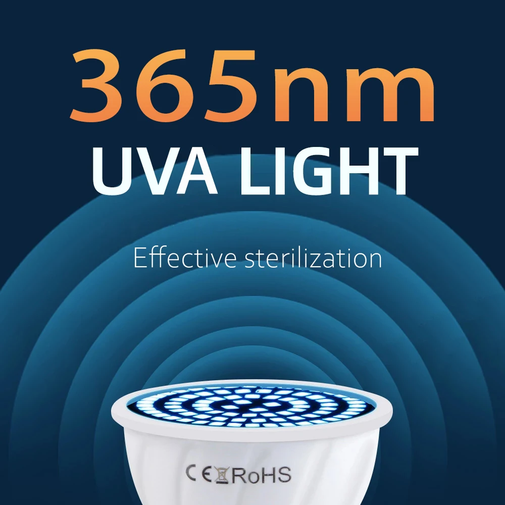 ZHMZH 48 60 80 LEDs UVA Sterilizing Lamp Bulb Ultraviolet Germicidal Light Desinfection Bulb E27 110 220V 365nm UV