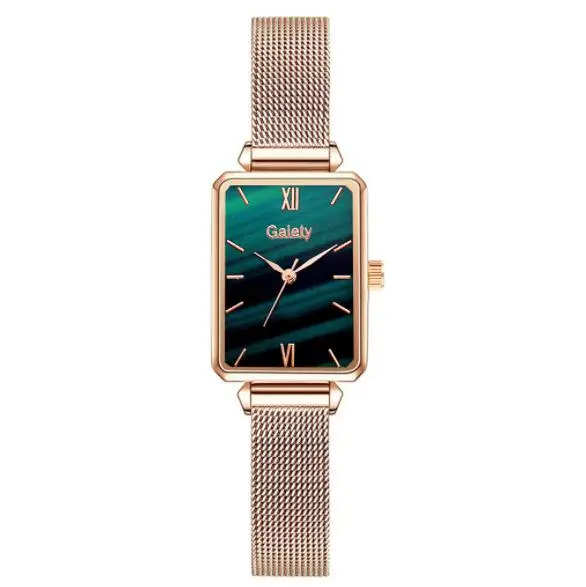 Ladies Quartz Watch 2021 Simple Fashion Luxury Rose Gold Stainless Steel Mesh Band Bracelet Set Qt83 1pc Mesh Watch