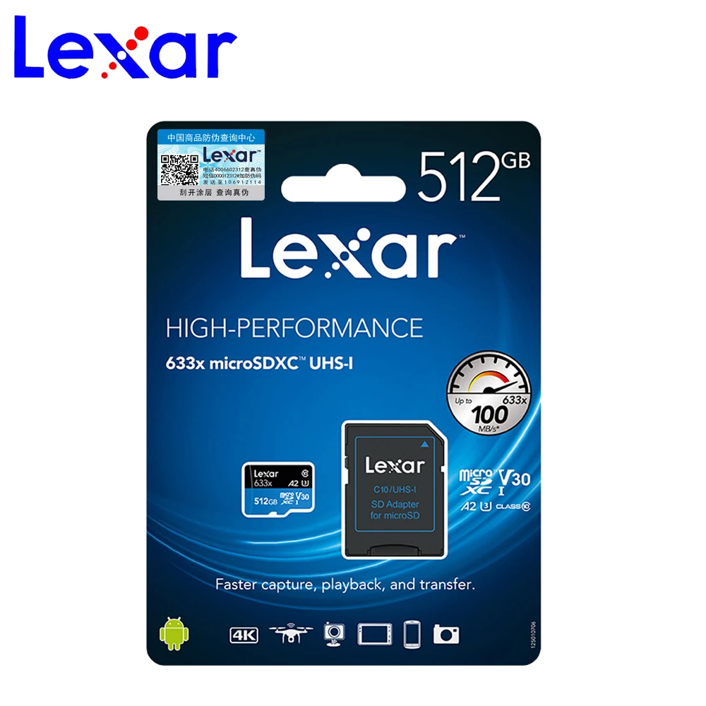 Карта памяти Lexar SD 633x95M флэш накопитель micro sd 512 ГБ ТБ microsd для дрона спортивной