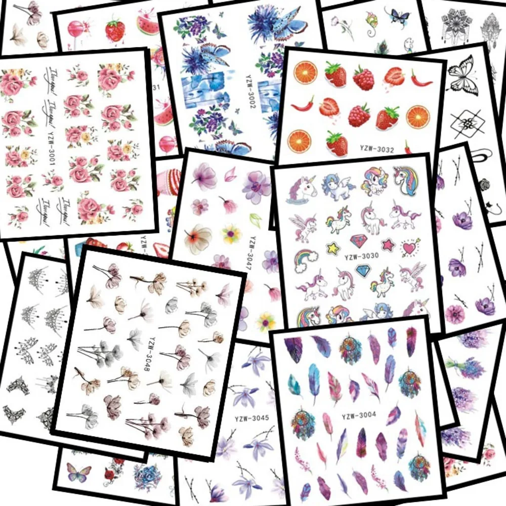 

10 Sheets Florals Nail Art Sticker Rose Water Decal Watercolor Pattern Nailart Decorations Charms 3d Spring Bloom Nailart Design