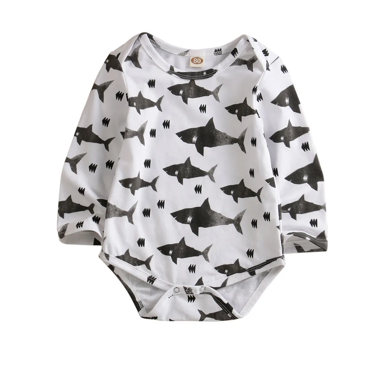 

Fall Autumn Newborn Kids Boy Girl Long Sleeve Clothes Shark Bodysuit Autumn Spring Casual Outfit