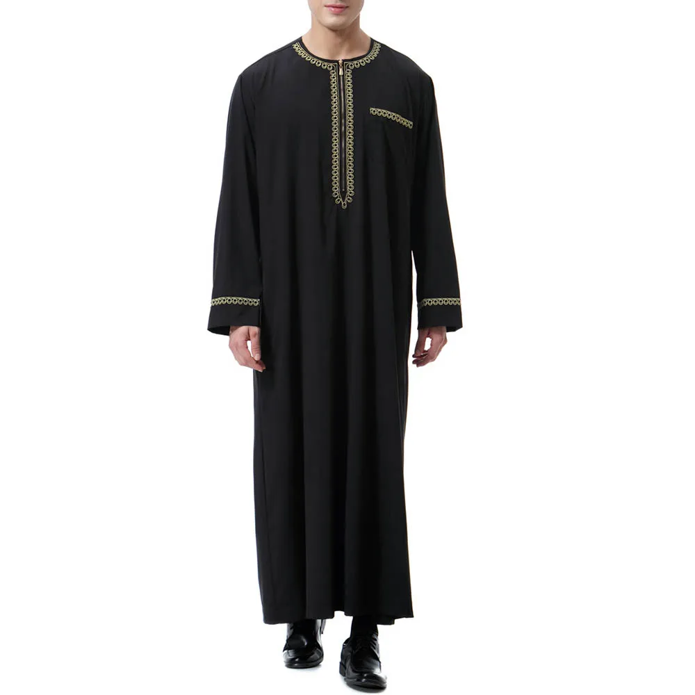 Plus Size Muslim Long Arabian Men's Shirt Solid White Ankle Length Loose Casual Robes Plus Size M-4XL Islamic Clothings