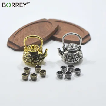 

BORREY Mini Tea Set Model Child's Toy Micro landscape Tea Pot Milk Pot Table and Chair TV Model Child Play House Decorations Toy