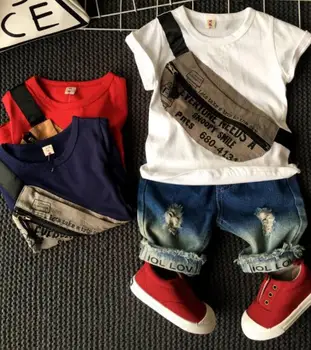 

A16 children's clothing summer new wave boy personality fashion short sleeve with jeans 2020