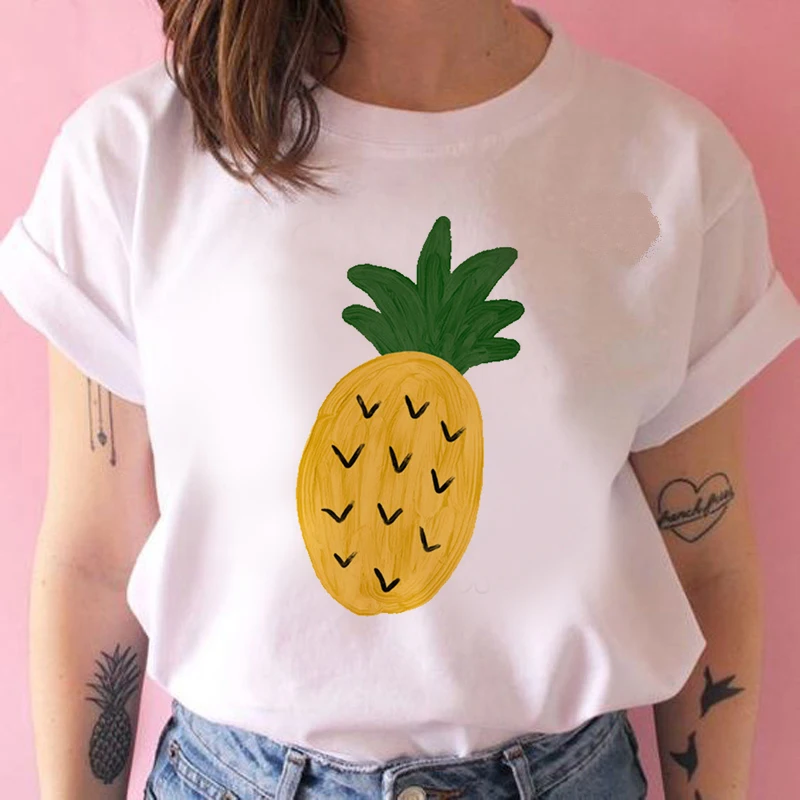 

summer new Funny Summer fruit T-shirt printed chic Harajuku Neck Casual retro top women's fashion T-shirt