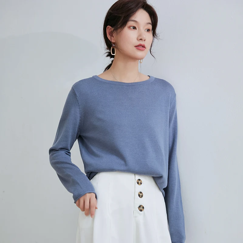 zhichu New Women's Real Round Collar O-neck Knitted Pullover Multi Colors Base Pure Sweater For Women Jumper Winter | Женская одежда
