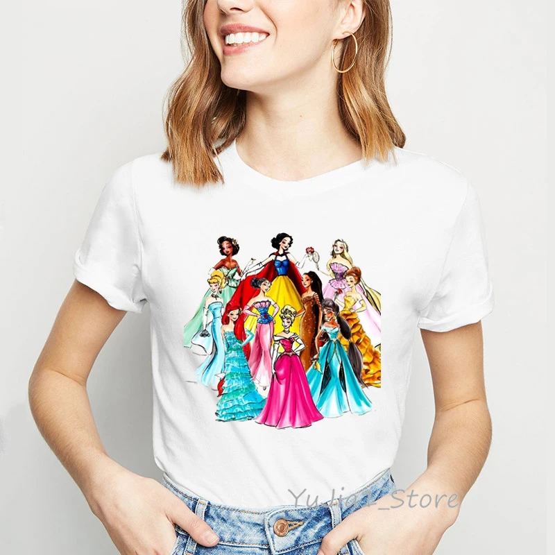 

Female T-shirt Women colorful Cartoon snow White princess print vogue t Shirt femme streetwear top clothes Tshirt drop shipping