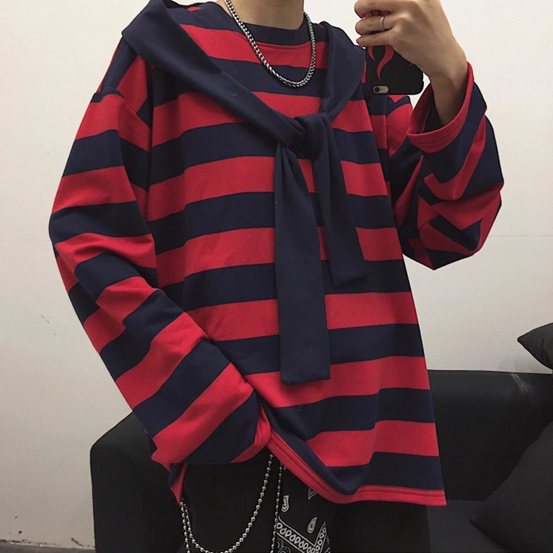 men clothes 2019 fall minimalist Retro Gingham Long sleeve backstreet boys men's T-shirts Loose Elegant Oversized Chambray Red men clothes 2019 fall minimalist Retro Gingham Long sleeve backstreet boys men's T-shirts Loose Elegant Oversized Chambray Red