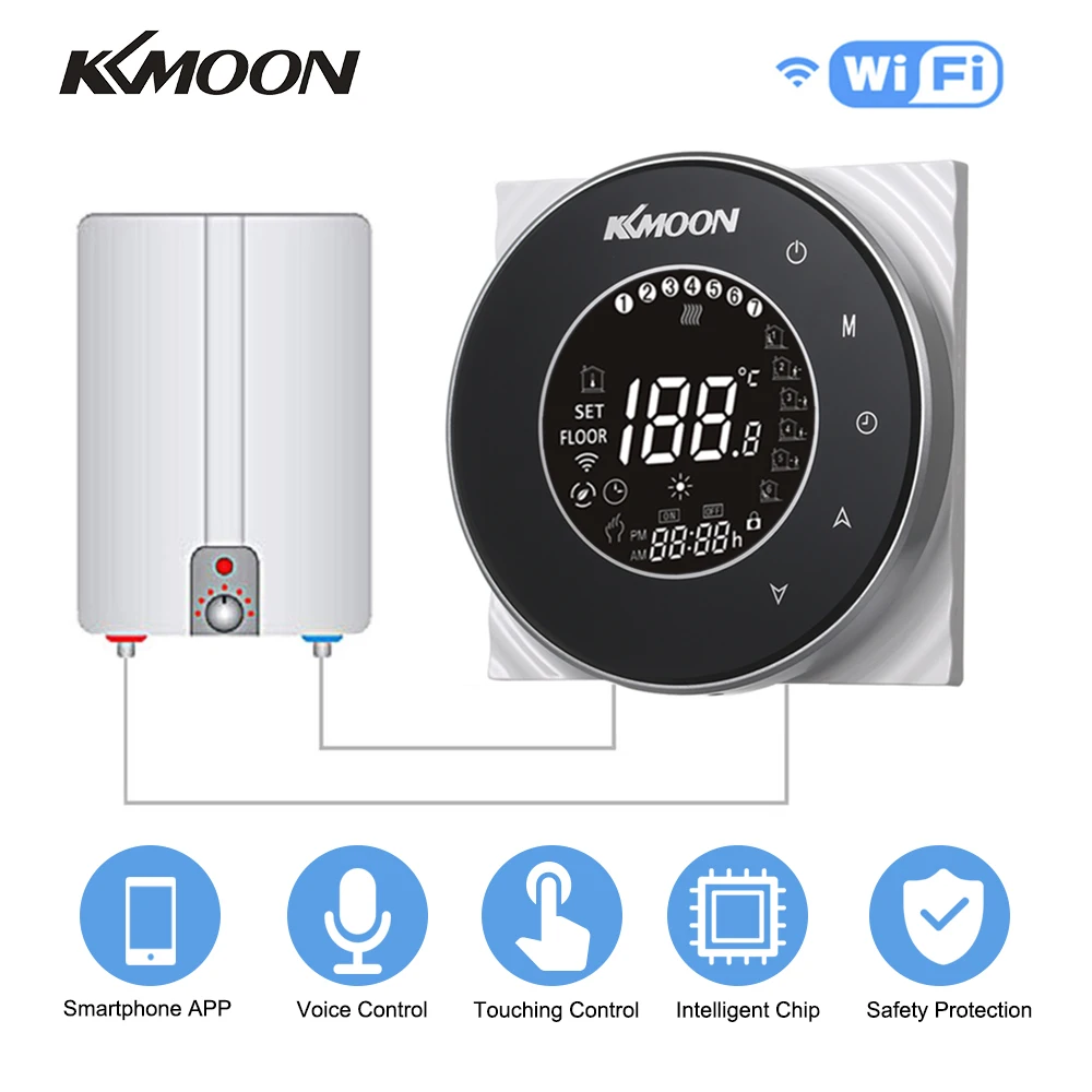 KKmoon цифровой водо-газовый котел термостат с подогревом Wi-Fi Голосовое управление сенсорный ЖК-дисплей комнатный регулятор температуры