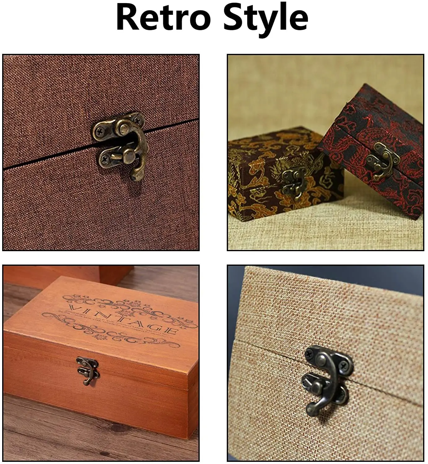 5Pcs Retro Antique Right Latch Hook Hasp Wood Jewelry Box Latch Hook Clasp Decoration For Decorative Cabinet Small Wooden Box