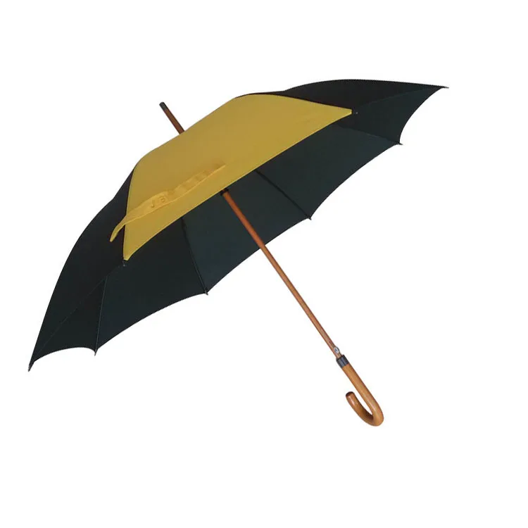 

8k Wood Umbrella Rib Tension Spring Straight Umbrella Automatic Bending Handle mu gan san Customizable Logo Advertisement Straig
