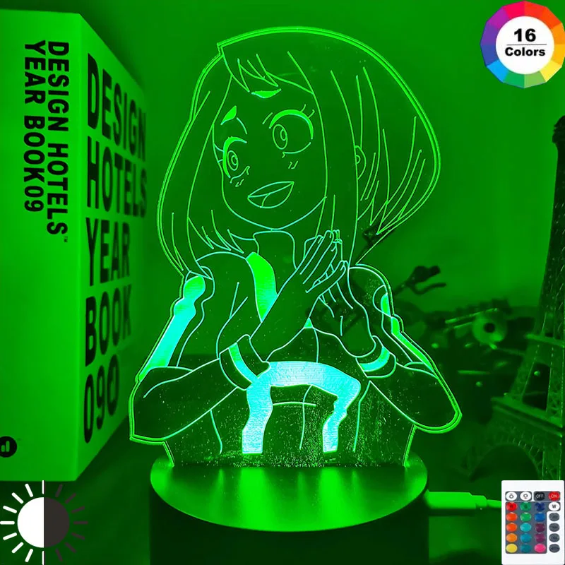 

Лампа 3D аниме Моя геройская Академия очако урарака свет для спальни Декор день рождения детей подарок лампа Uraraka моя геройская академия