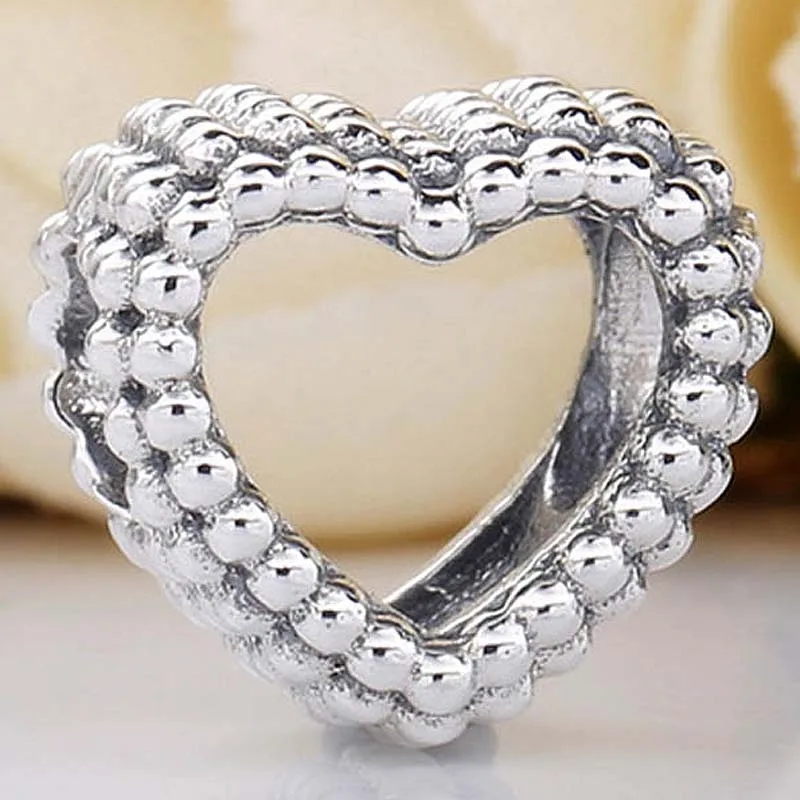 

Original Classic Openwork Beaded Love Heart Bead Fit 925 Sterling Silver Bead Charm Bracelet Bangle Diy Jewelry
