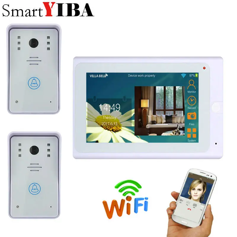 SmartYIBA " 2 монитора проводной/беспроводной Wifi видео домофон видеодомофон домофон ИК камера ночного видения - Цвет: 705WA21