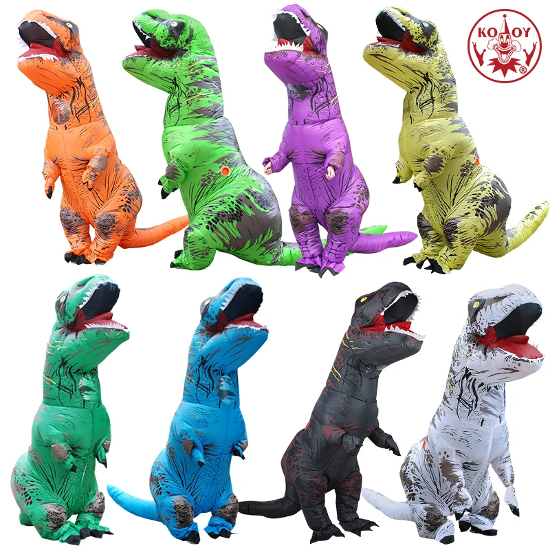 KOOY надувной костюм динозавра T REX костюмы наездника Пурима Карнавальный костюм для вечеринки косплей костюм на Хэллоуин для мужчин женщин детей