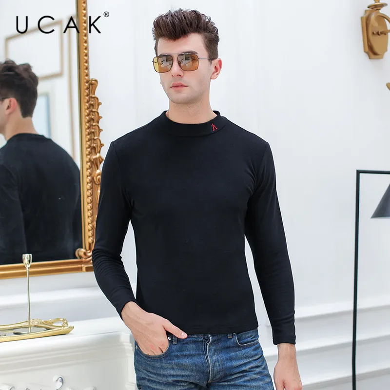 

UCAK Brand Polyester Base Shirt Men 2020 Fashion Trend O-Neck Casual Spring Autumn Streetwear New Arrival Tees T-shirt Men U1034
