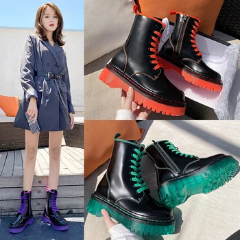 

Boots Split Leather Women Shoes for Winter Boots Shoes Woman Casual Autumn Jelly Candy Botas Mujer Female Ankle Boots
