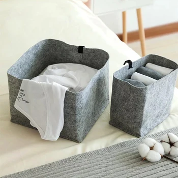 

Felt Storage Box Hangable Home Office Desk Organiser Basket Fruit Bowl Collecting Sundries Organization Storage Organizer Bins