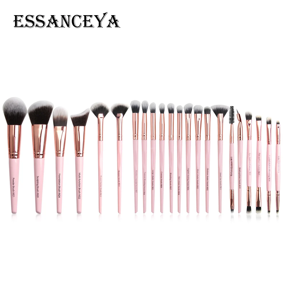 ESSANCEYA, Профессиональные кисти для макияжа, 12-22 шт., основа, пудра, румяна, ресницы, брови, тени для век, косметика, кисти для макияжа, набор - Handle Color: 22pcs
