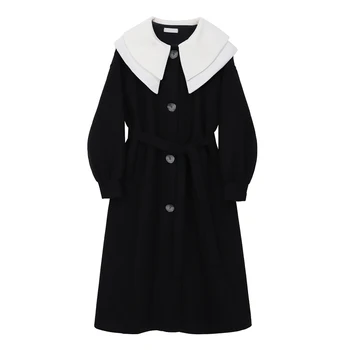 

Women's jacket oversize outwear Black New Doll collar Long Sleeve Loose Fit Jacket Fashion Tide Autumn winter 2020