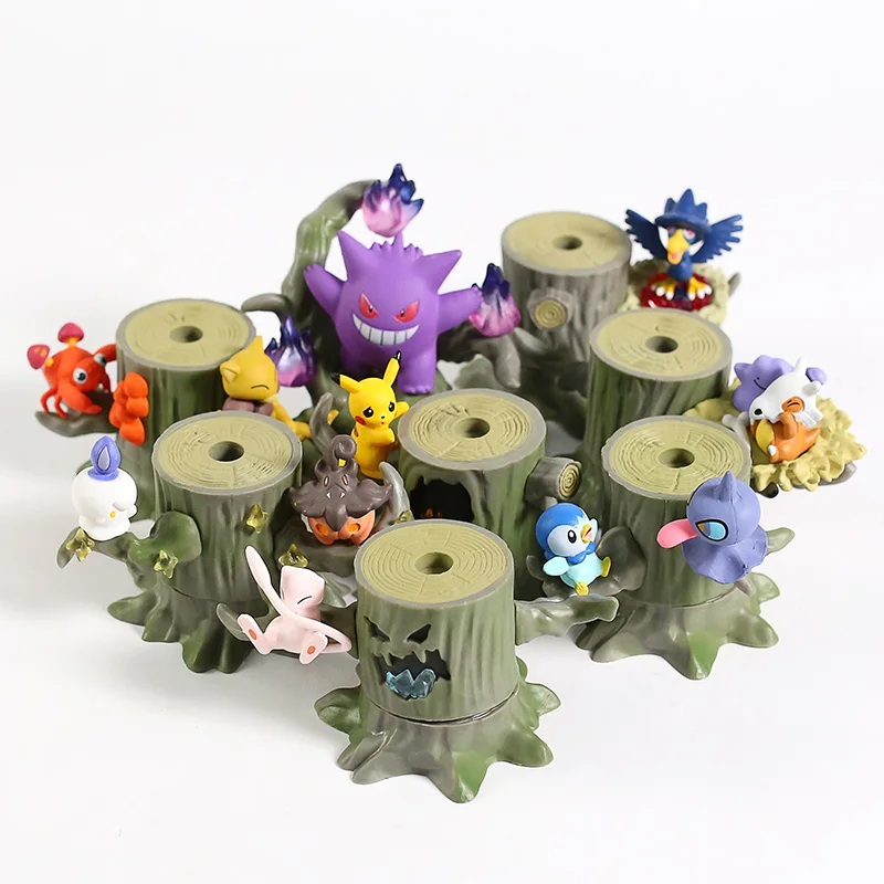 Monster Forest 2 Vol.3 Gengar Mew Ditto Cubone Pumpkaboo Litwick Paras Abra Piplup Shuppet Murkrow PVC Figures Toys 8pcs/set