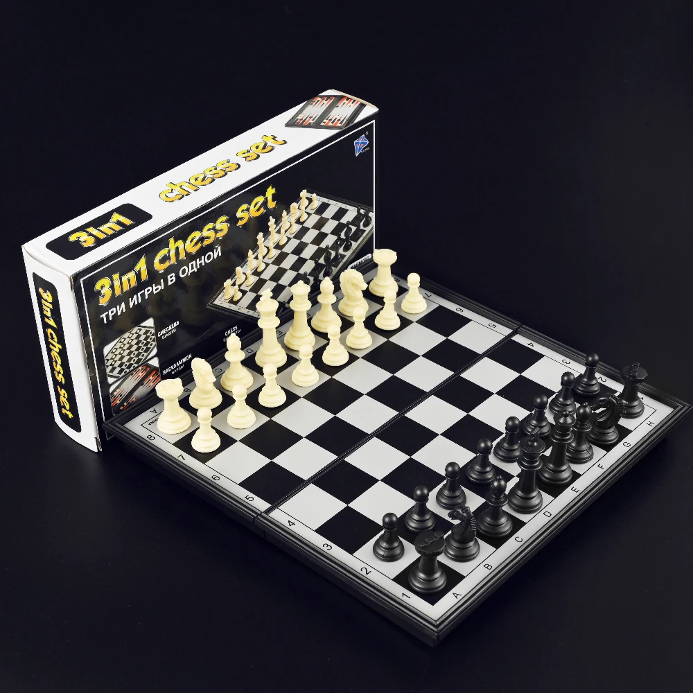 Магнитный Шахматный набор 3-в-1 дорожные международные шахматы пластиковые