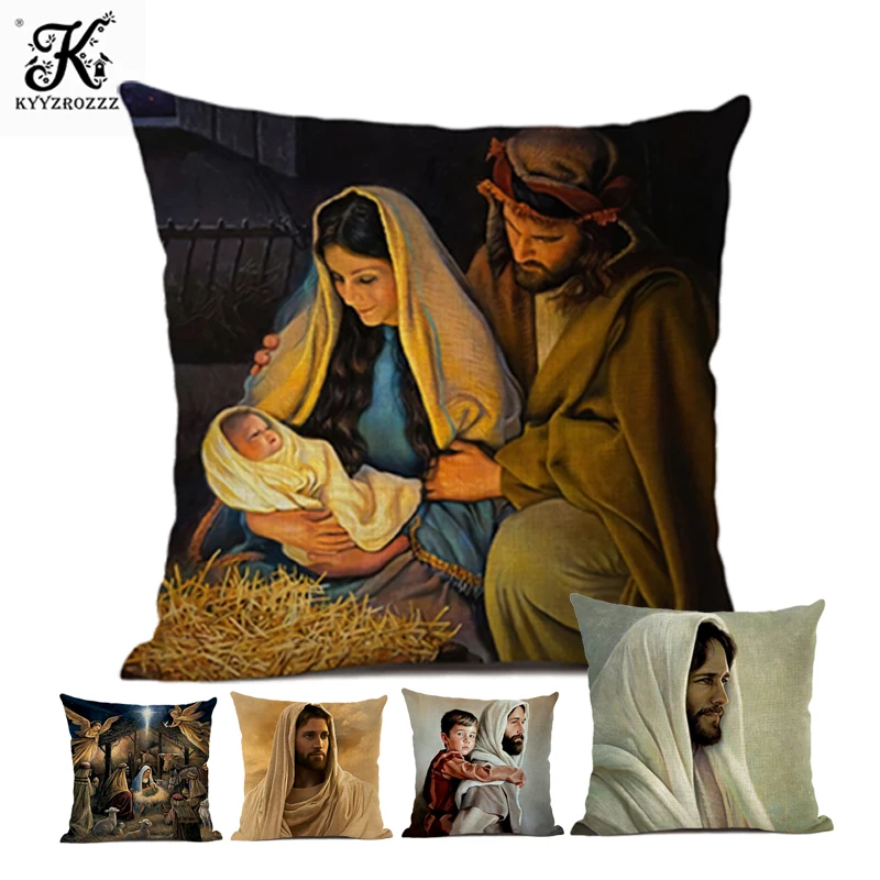 

Cushion Cover 45x45cm Sofa Home Art Decoration Gift Pillow Religious Jesus Pillow Cover Single-sided and Double-sided Production